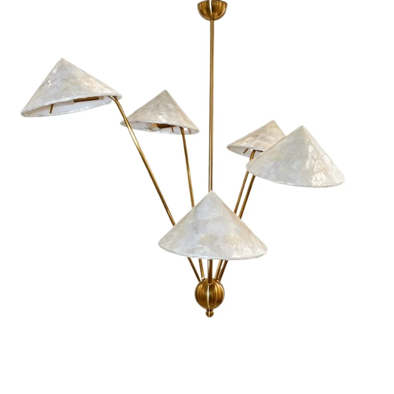 American retro shell chandelier, French creative simple personalized restaurant villa homestay soft lighting