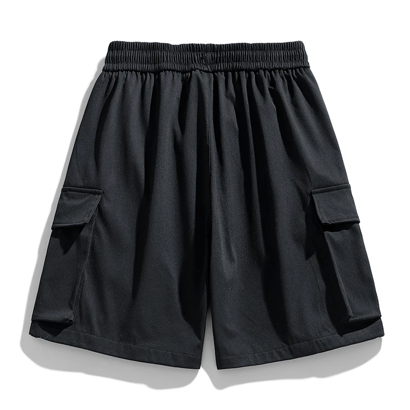 Men Cargo Shorts Solid Color Multiple Pockets Short Pants Summer Elastic Waistband Drawstring Cargo Shorts Casual summer Shorts