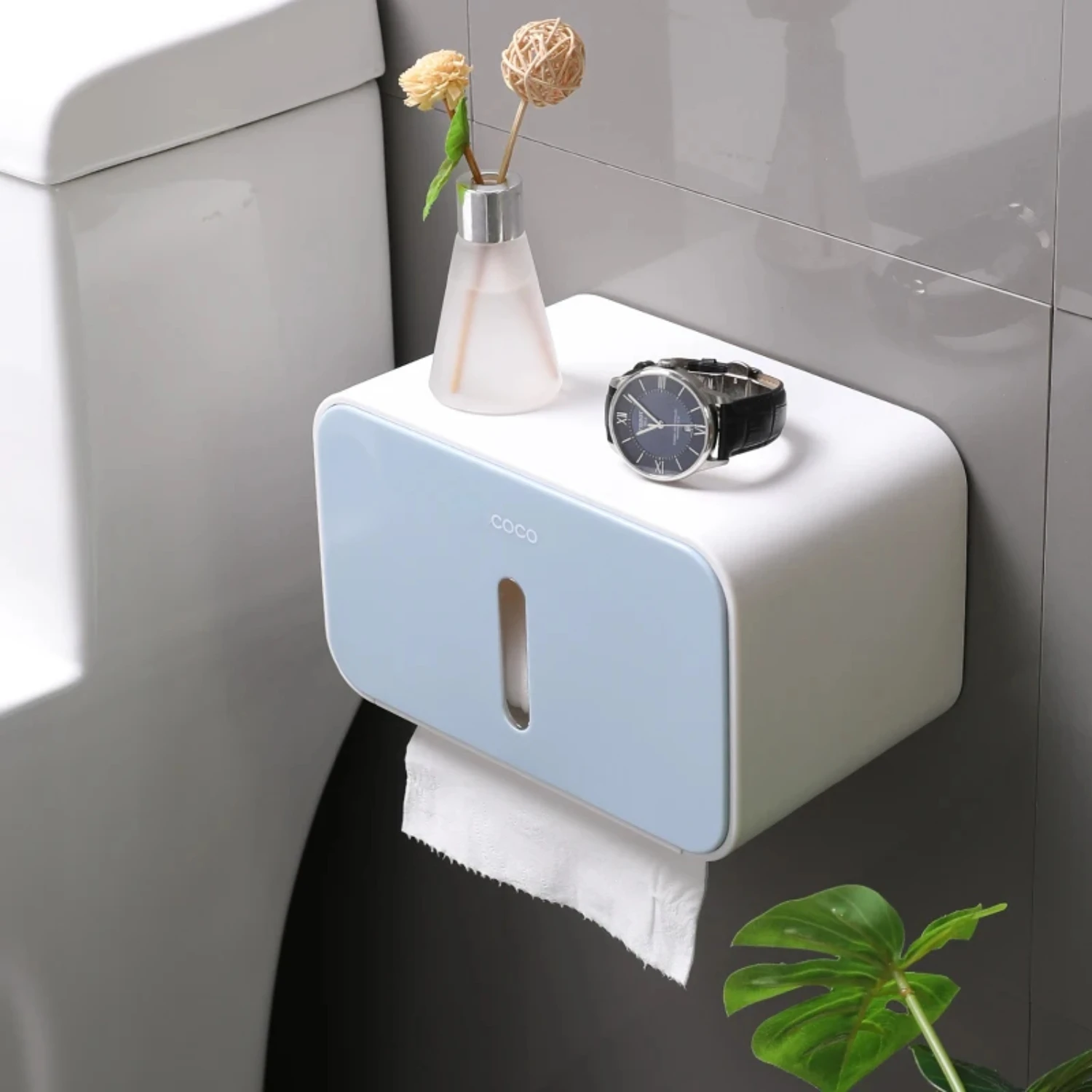 Nail-free Waterproof Bathroom Roll Paper Box Toilet Paper Box Wall-mounted Storage Tissue  Home Bathroom Storage Tools