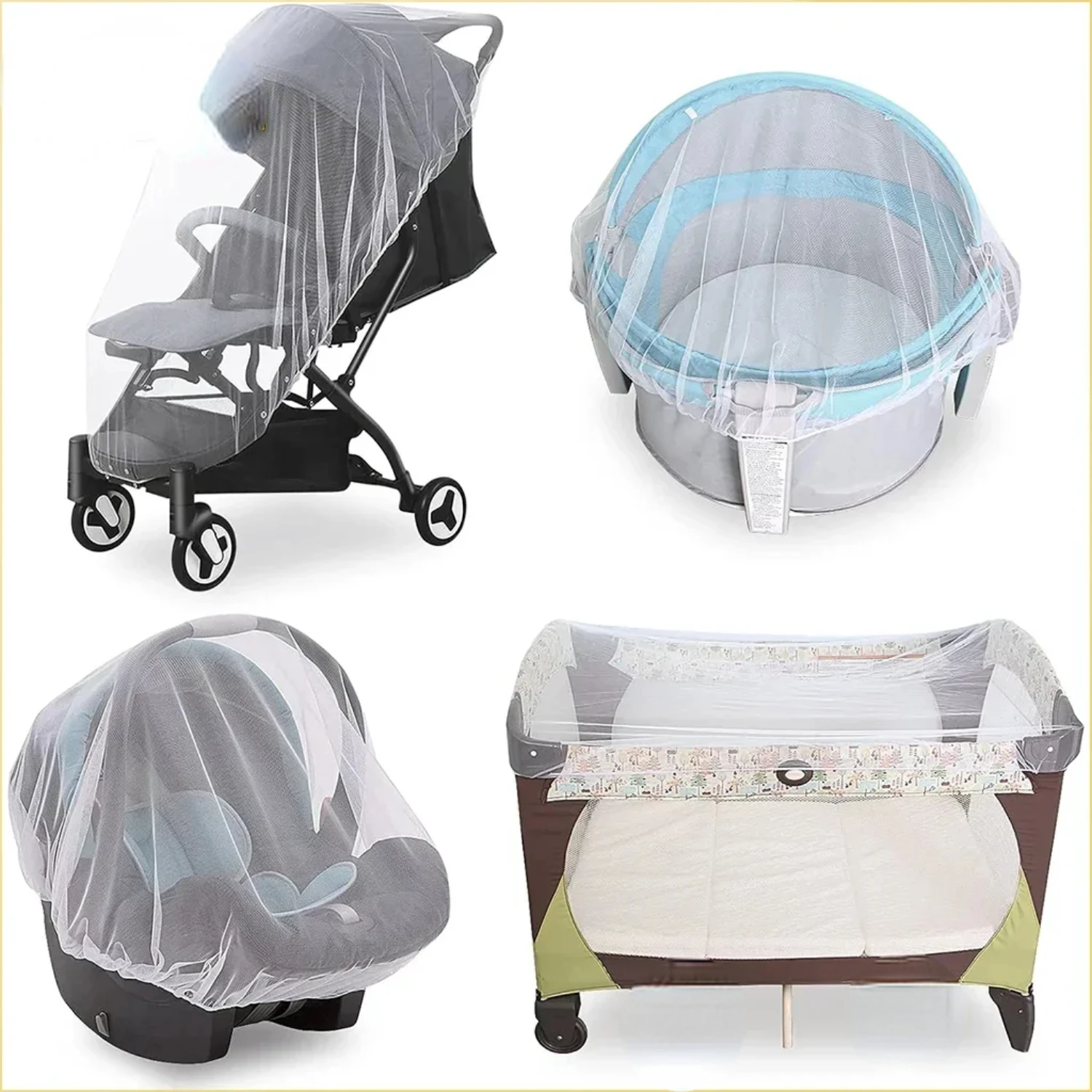 Portable & Durable Baby Mosquito Net Stroller Bug Reusable Net Mini Crib Insect Netting