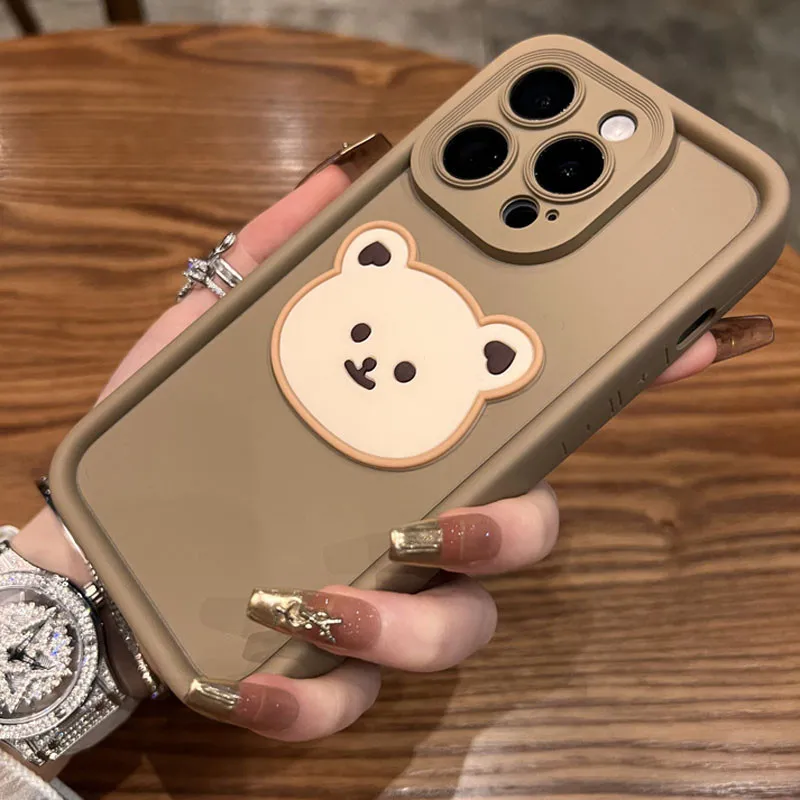 Cute Korean 3D Bear Candy Liquid Phone Case For iPhone 11 13 12 14 15 Pro Max XR XS X Max 7 8 Plus Cartoon Soft Silicone Cover