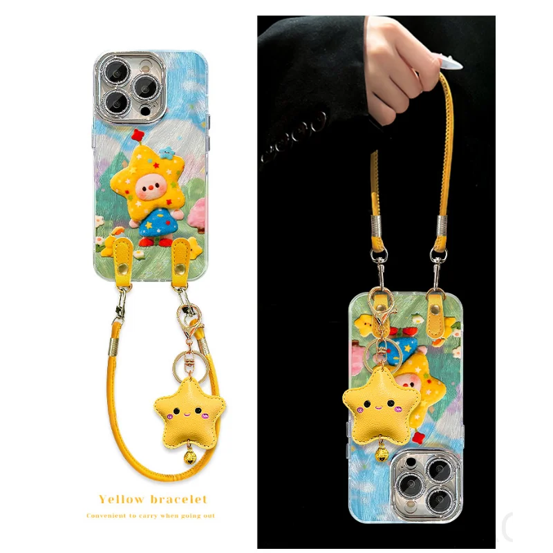 

Cute Funny Star Baby Phone Case For IPhone 17AIR 16 PLUS 14 15 13 12 11 Pro Max with Lanyard Shokcproof Cartoon Protective Cover
