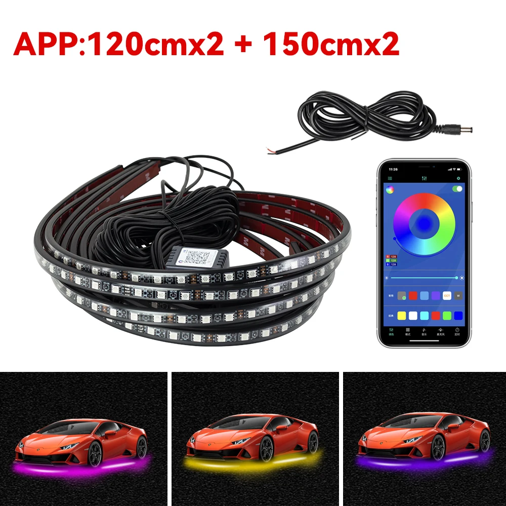 Auto Charisesis Flexible LED Streifen Licht LED Unterboden Fernbedienung/APP Steuerung RGB Neon Lichter Umgebungs Atmosphäre Auto dekorative Lampe