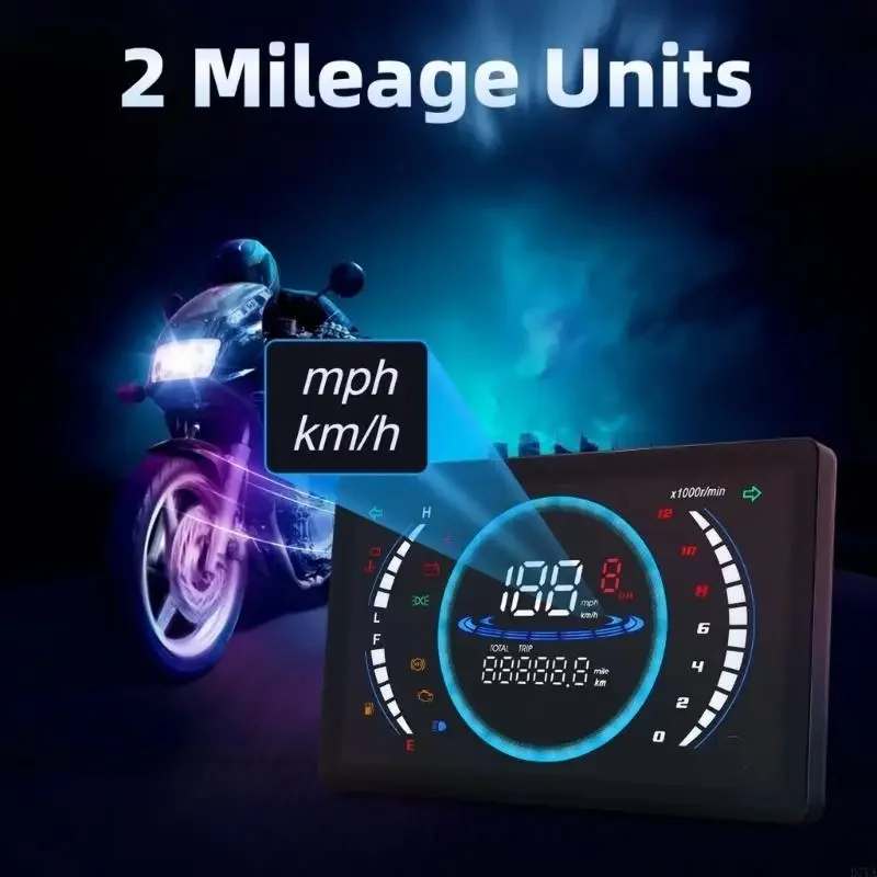 Multifunctional Clear Large LCD Display Motorcycle Dashboard with Speedometer Gauge 12V Accurate Readings for 150 CM150 X37F