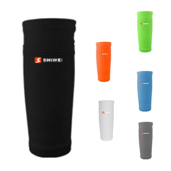 1 par de futebol caneleiras guardas com bolso prático mangas perna adulto suporte meia de náilon cor sólida shin protector engrenagem de futebol