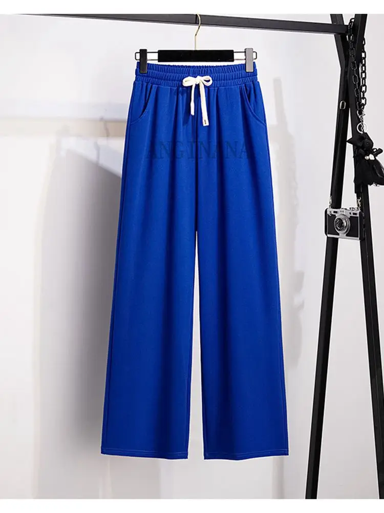 Imagem -04 - Calça Casual de Bolso Feminina Cintura Alta Solta Elástica Preta Tamanho Grande 10xl 150kg Verão 50 52 54