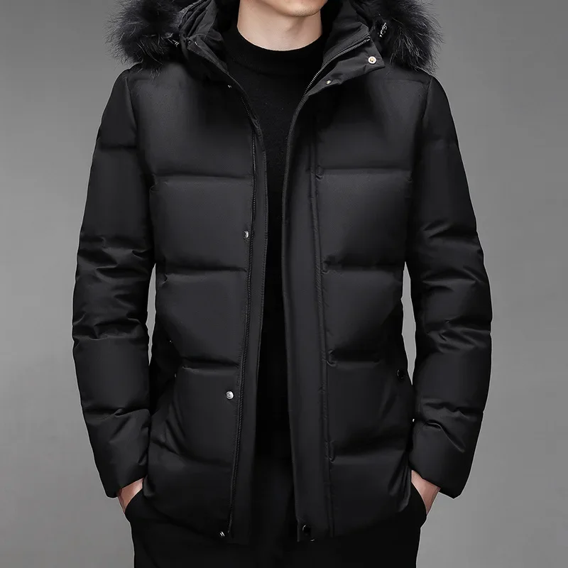 Men\'s White Duck Down Jacket Warm Hooded Thick Puffer Jacket Coat Male Casual High Quality Overcoat Thermal Winter Parka Men