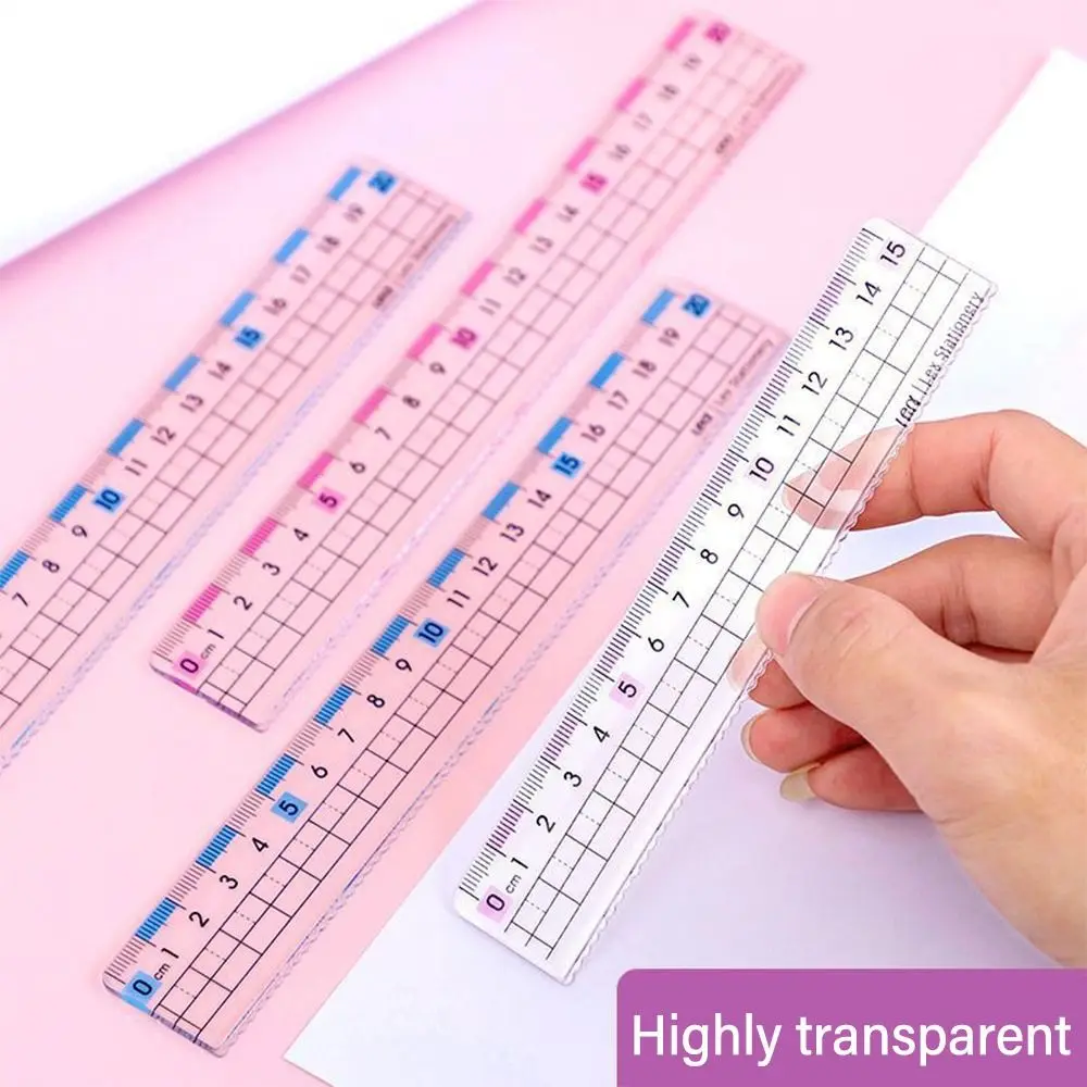 Transparent Ruler 15/18/20cm Portable Simple Preventing Myopia Straight Rulers With Wavy Line Math Drawing Measurement Tool