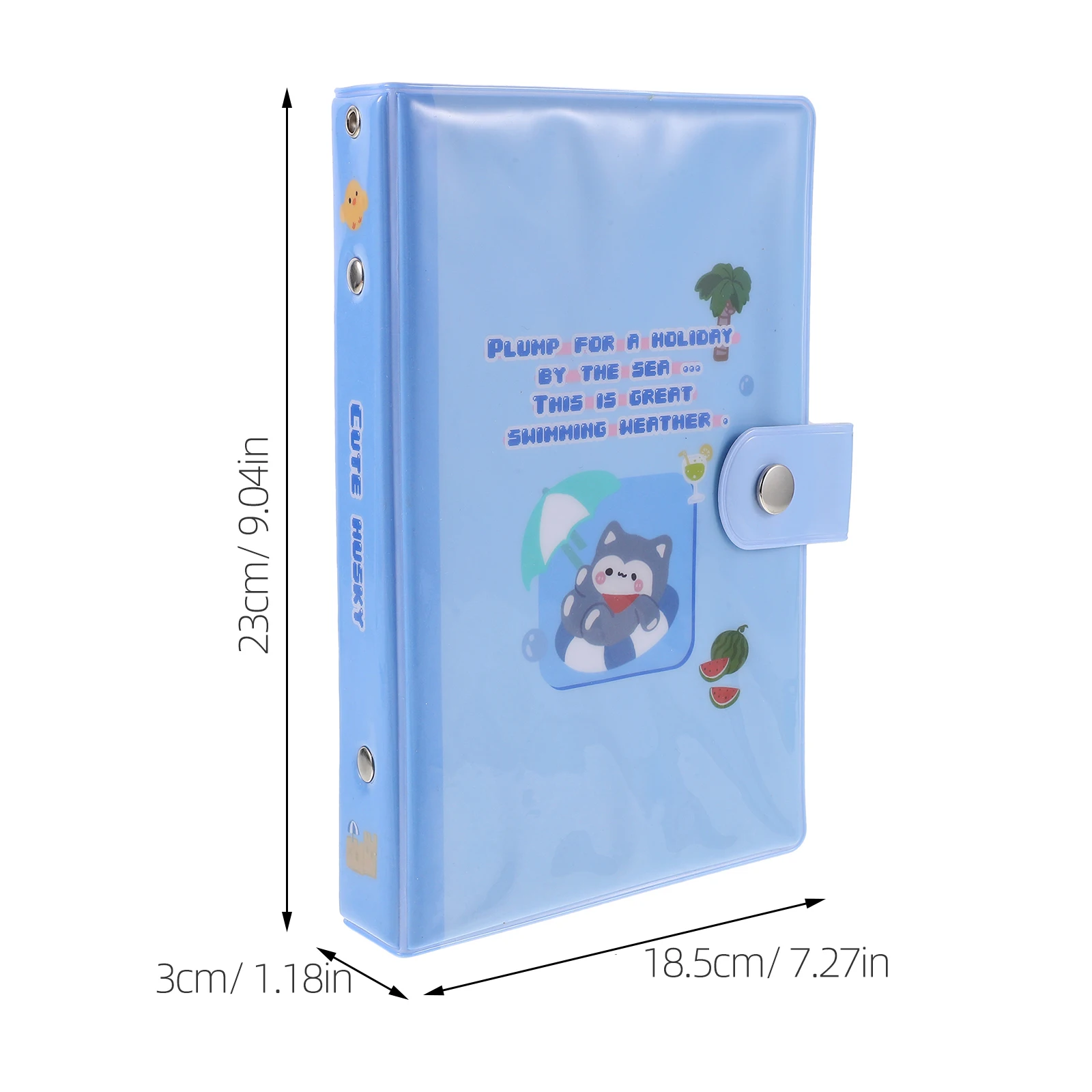 

Loose Leaf PVC Storage Binder A5 Size 6 Ring Cartoon Printing Notebook Cover Dream Blue Reusable Plastic Shell