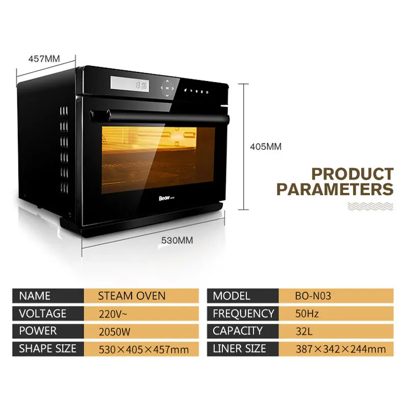 大容量ステンレス鋼スチームオーブン、インテリジェント家庭用蒸し器、コンピューター用ローストオーブン