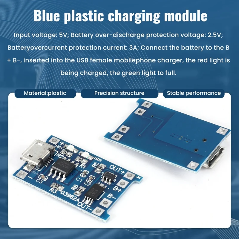 Piezas para módulo de carga TP4056, protección de batería, 18650, BMS, 5V, micro-usb, 1A, placa de carga para 18650, 6 uds.