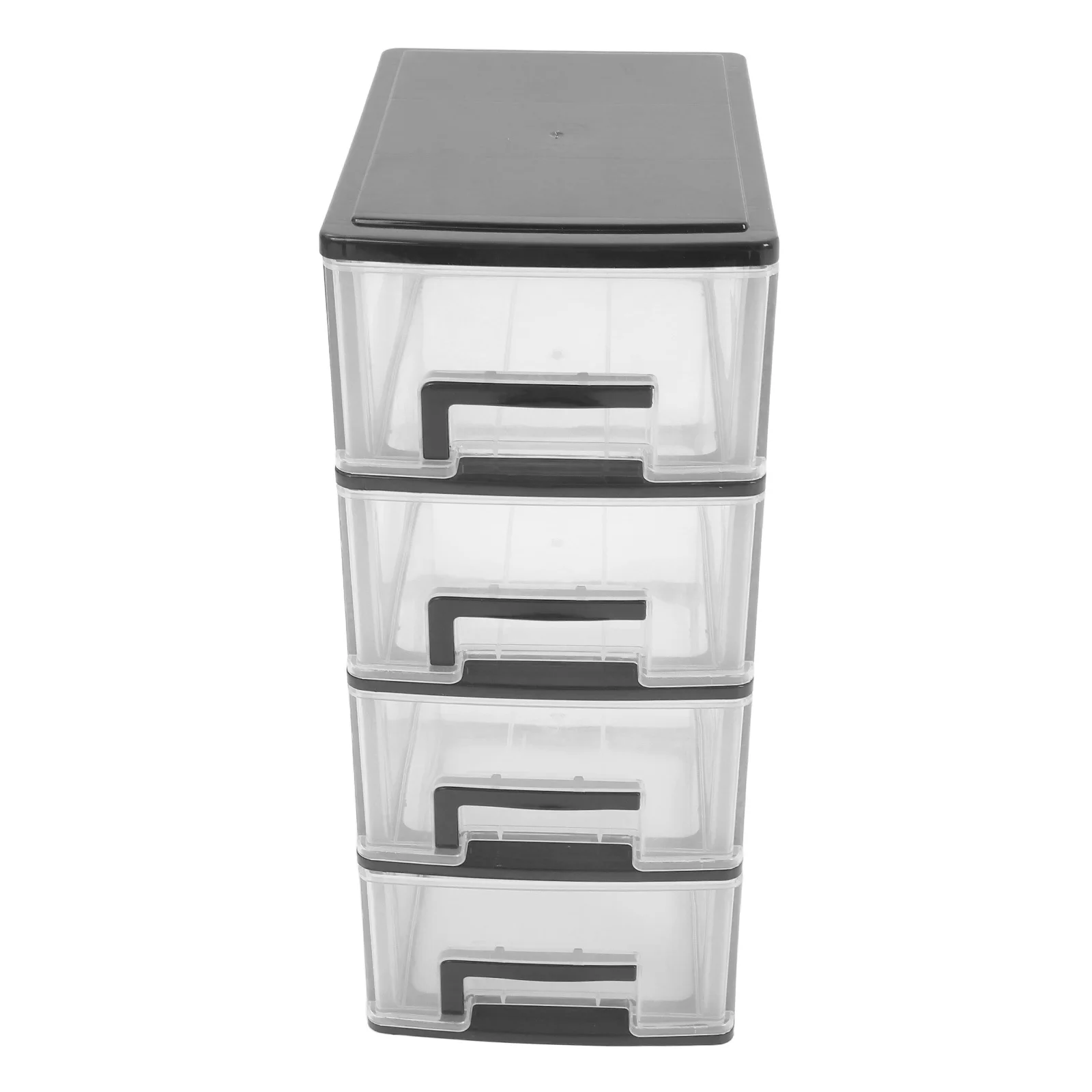 

Plastic Drawer Storage Box Four-Layer Transparent White Black Desktop Organizer For Office Study Room Sundries