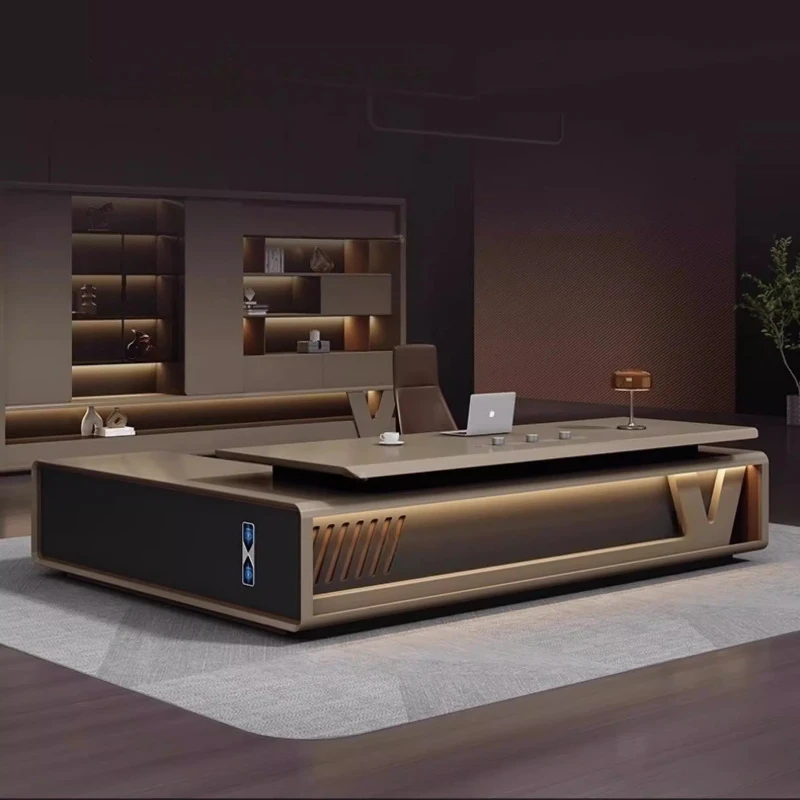Baked paint boss desk Computer desk High end luxury design office table multi-functional escritorios de computadora furniture