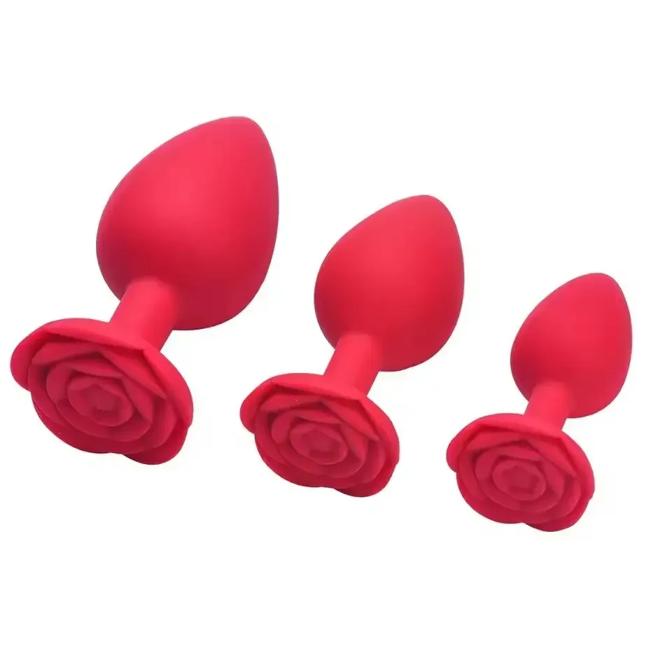 Rose Flower Silicone Anal Beads Butt Plug Set Small Medium Large Anal Plug Jewelry Anal Trainer Dildo Anus Sex Toy Men Women Gay