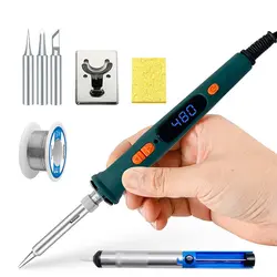 1Set Electric Soldering Iron Set 120W 220V Endothermic Type Digital Display Adjustable Temperature Maintenance Tools