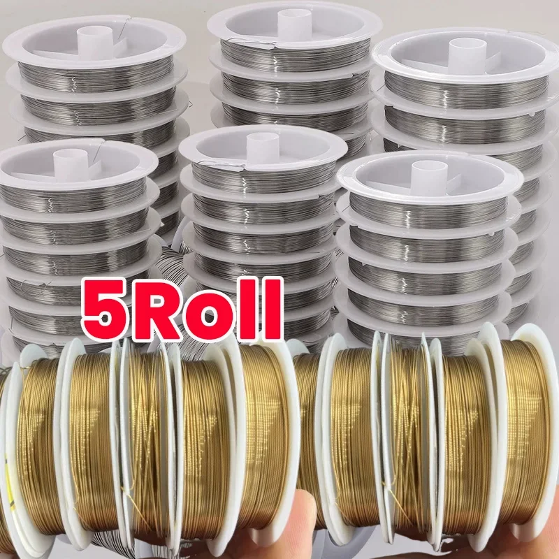 1/5Roll Fashion Silvery Gold Color Wire Rope Stainless Steel Wire Cords Handmade DIY Jewelry Making Accessories Bead Line Tools