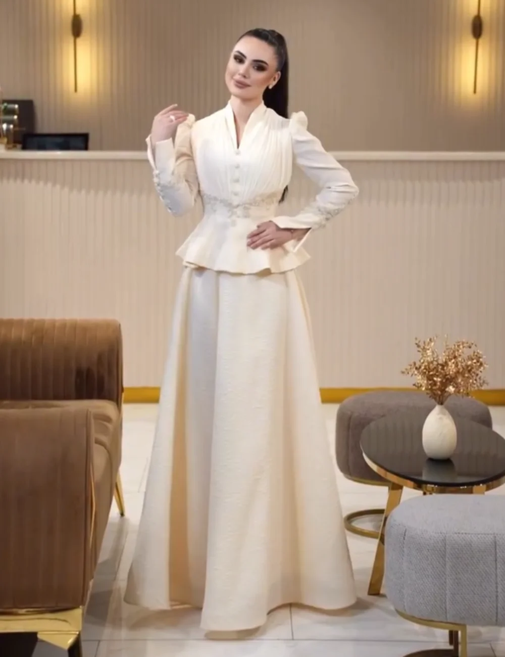 

Customized Chinese Style Sequined Pleat A-line V-neck Long Bespoke Occasion Evening Dresses Fashion High Quality