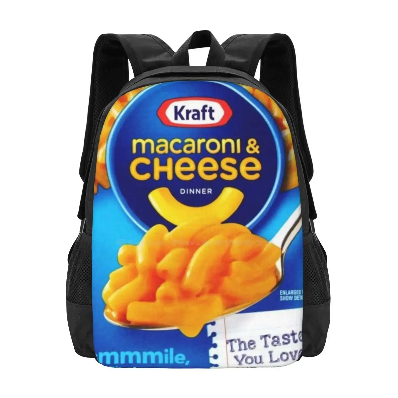 

Craft Macaroni & Cheese Design Hot Sale Schoolbag Backpack Fashion Bags Ramen Craft Kraft Food Funny Joke Meme Cool Party Media