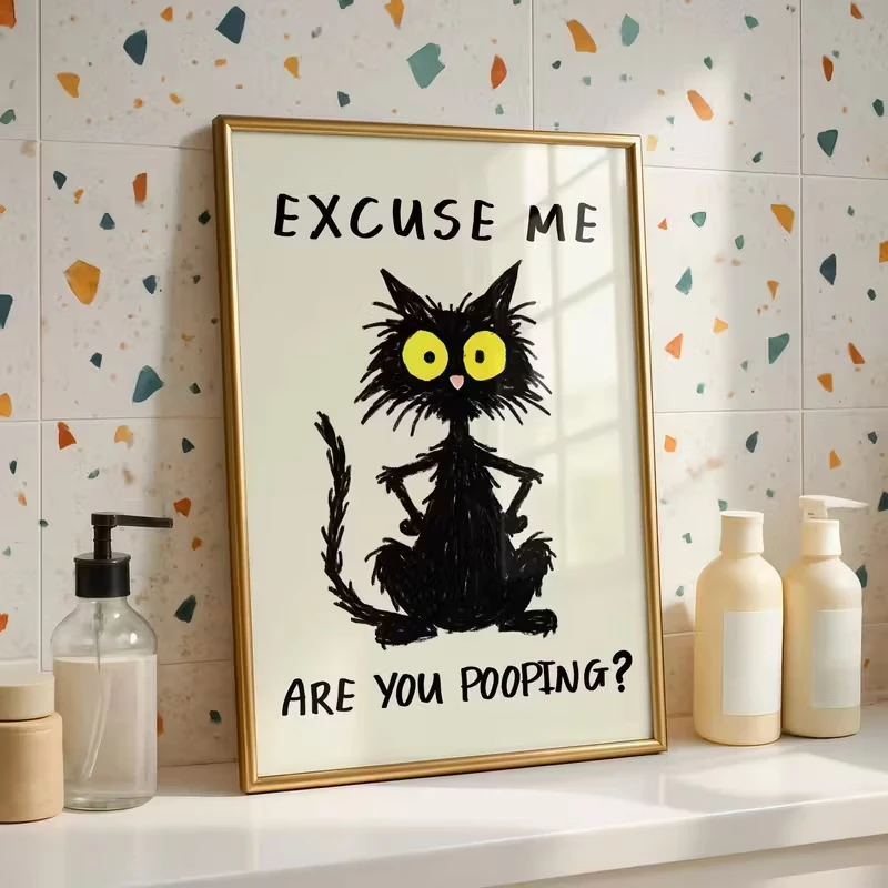 

Modern Art Are You Defecating Interesting Cat Bathroom Poster Printing Wall Art Canvas Bedroom Living Room Wall Home Decoration