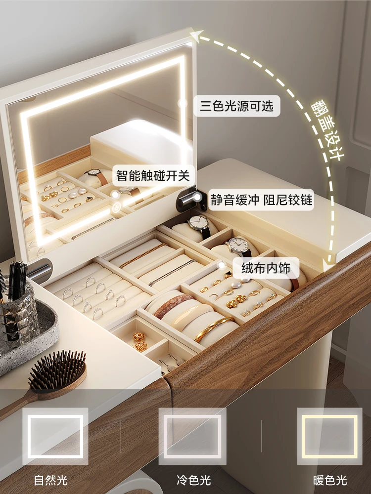 Medieval cream wind flip dresser chest cabinet integrated 2025 new high-end master bedroom makeup table