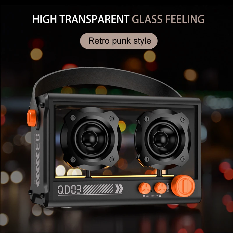 Desktop Transparent Mechanical Karaoke Subwoofer Speaker Light Cooling Energy Bluetooth Speaker Wireless Stereo Game Speaker