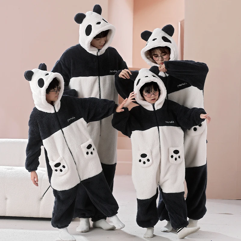 เด็กชุด Pijamas Jumpsuits ผู้หญิงชุดนอนชาย Hoodies Unisex ฤดูหนาว Thicken ชุดนอน Onesie การ์ตูนไดโนเสาร์ชุดนอน