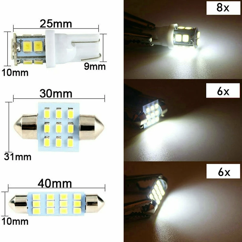 20X Combo LED Car Interior Light Dome Map Lamp Door License Plate Lights Bulbs White