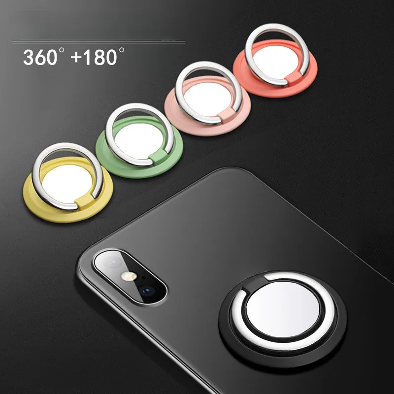 Ring buckle circular phone holder with 360 degree rotation, back attached magnetic suction, lazy phone ring holder