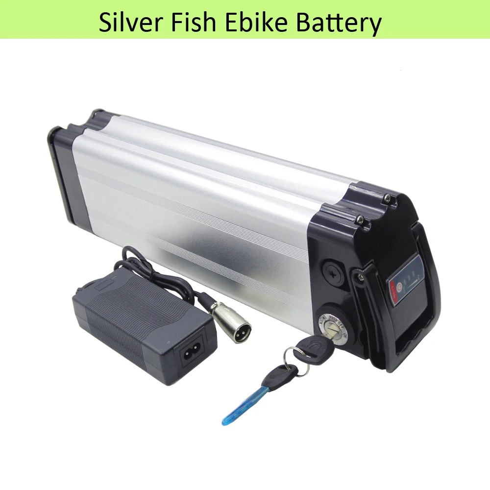 36V 15.6Ah Silver Fish E-Bike Battery Electric Bike Li-ion Accu with USB Port for MiFa, Rex, Prophete, Aldi