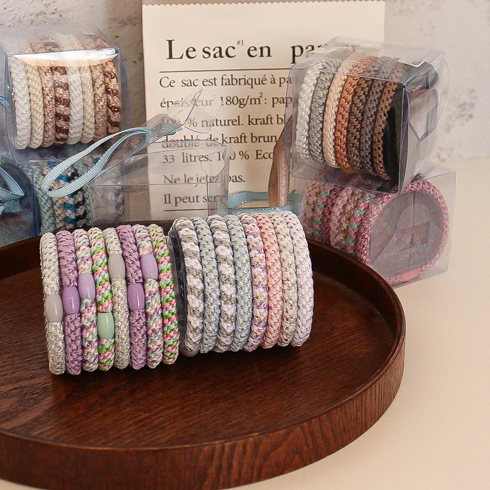 

8pcs Hair Bands For Female Colorful hair ties for ponytails hairstyles, high elasticity durable hair bands do not damage hair