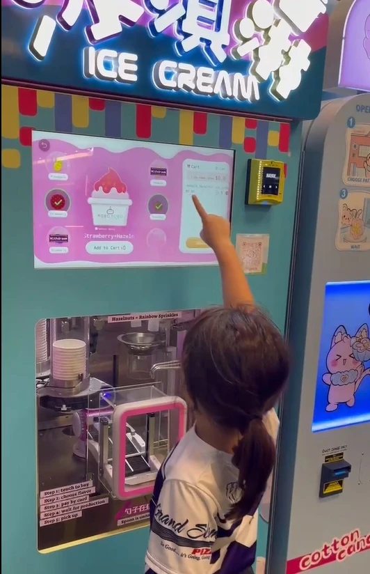 Customized 2025 New Fully Automatic Soft Ice Cream Vending Machine Commercial Self Service System Ice Cream Business