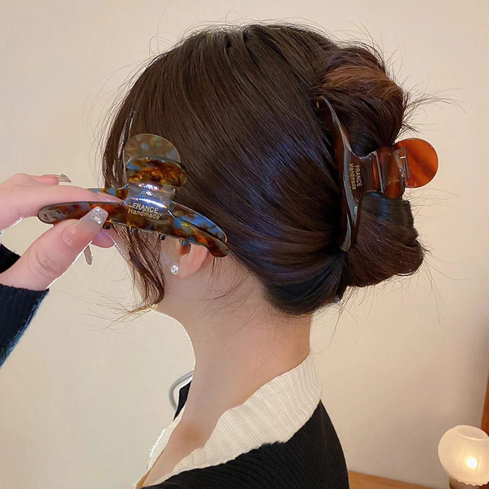 

2Pcs Hair Claw Clips Acetate Simple Design Durable Jaw Clips Women Hair Accessory Elegant Hairstyling Tool Women Headdress