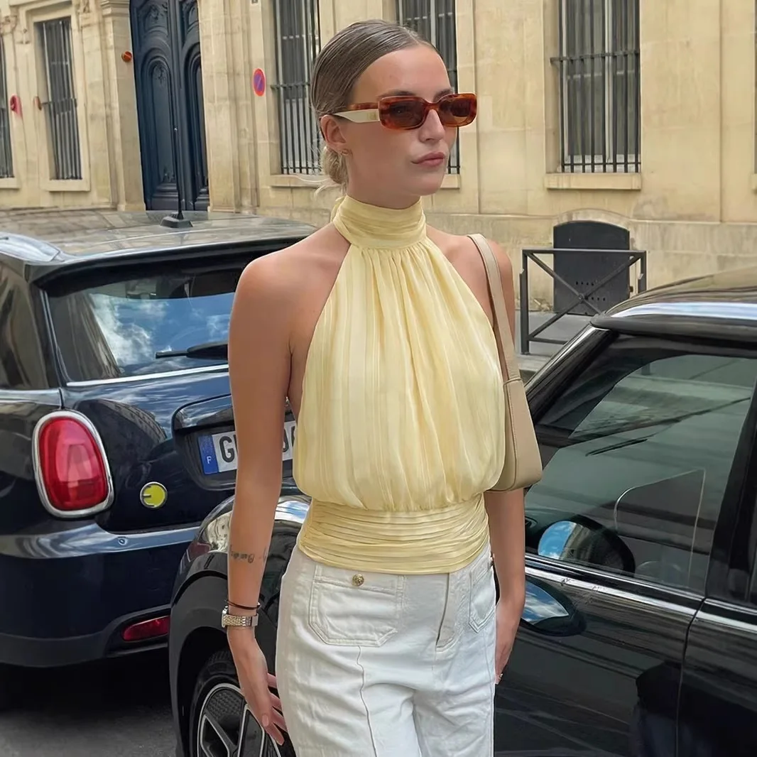 

Spring 2026 New Sexy Halter Small Vest Lace-up Tube Top Women