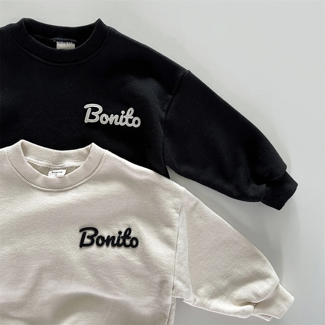 Description Picture 5 of item2025 Spring New Baby Long Sleeve Letter Sweatshirt Cotton Infant Boys Simple Versatile Pullover Tops Toddler Girl Casual Clothes