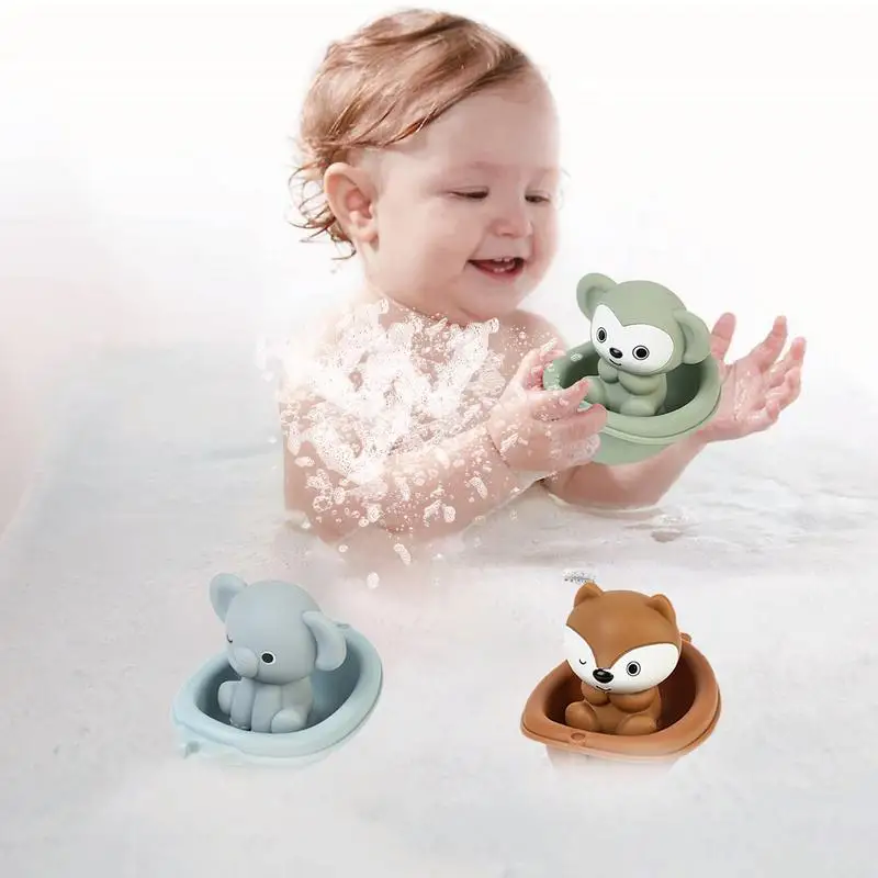 Bath Boats For Kids 6X Floating Stackable Shower Toys Beach Toys Shower Beach Bathtub Toys With Animal Bath Toys For Toddler