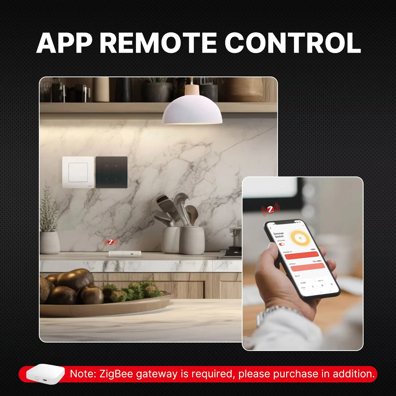 EU MOES Star Ring Series ZigBee Smart Light Dimmer Switch 1-3 Gang APP Remote Control Works With Alexa Google Home Assistant