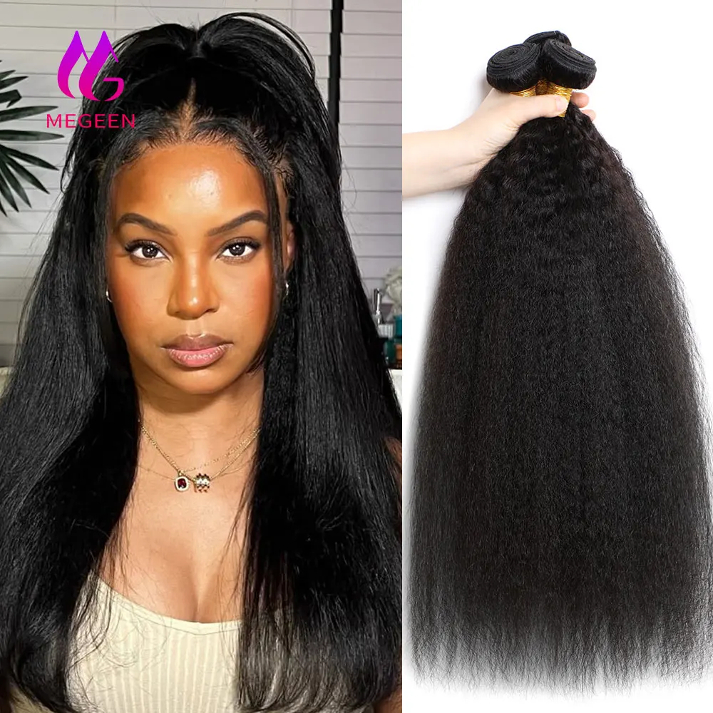 

Megeen 32-дюймовые волнистые волосы для наращивания, курчавые прямые Yaki, прямые человеческие волосы, раньше, перуанские неповрежденные 100% человеческие волосы