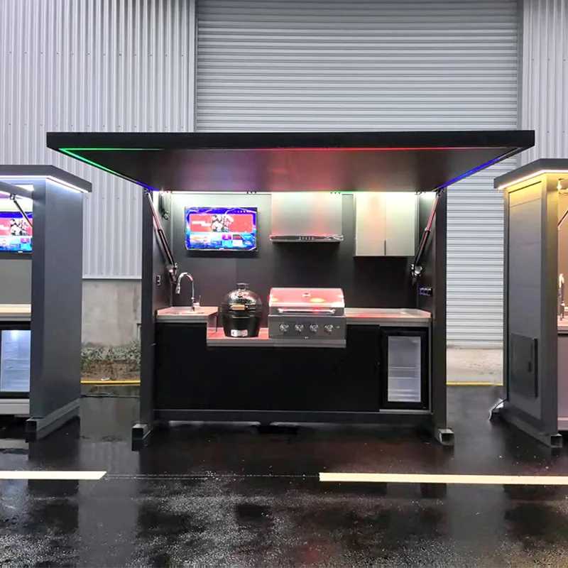 Modular 304 Stainless Steel Outdoor Kitchen, Multi-functional Outdoor Island Kitchen for Terrace Scenarios