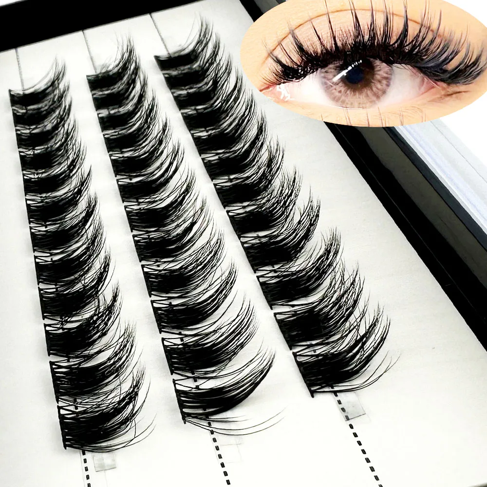 Wholesale 3D fluffy Soft Ribbon Segmented False Bundles Eyelashes DIY Individual Clusters Lash Extensions Faux Mink Lashes