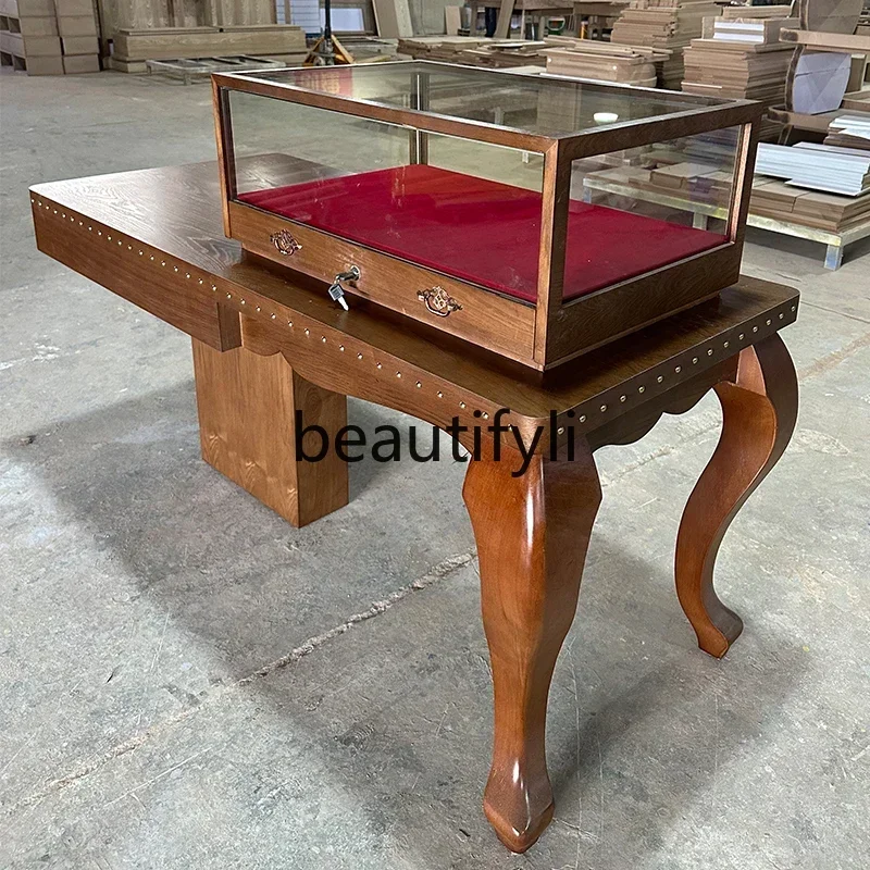 Q181  Vintage Glass Display Cabinet Jewelry Display Cabinet Women's Clothing Store Hat Rack