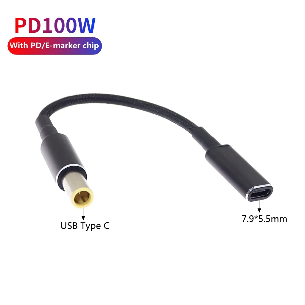 100W Usb Type C Snel Opladen Kabel Snoer Voor Lenovo Denkpad T61 T60 T420 T430 USB-C Naar 7.9X5.5Mm Laptop Power Adapter Connector