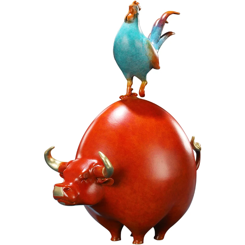 

Rongfu медный бык орнамент гостиная кабинет корова курица Иньлу ремесла зодиакальный талисман открытие подарки на новоселье