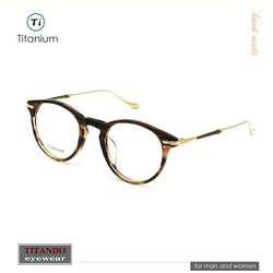 Japanese Style Matsuda Same Design Pear Shape Classic Round Frame Acetate and Titanium Combination eyewear Women Optical