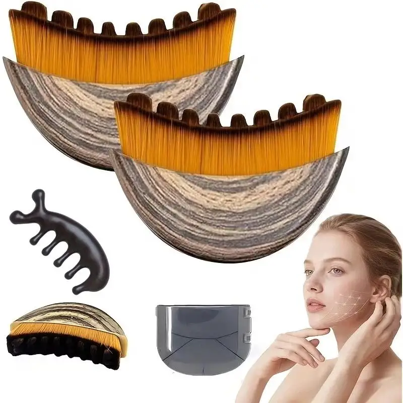 

New Lymphatic Contour Facial Brush Body Dry Brush Bath Brush Wooden Massage Comb Facial Contouring And Lymphatic Massage