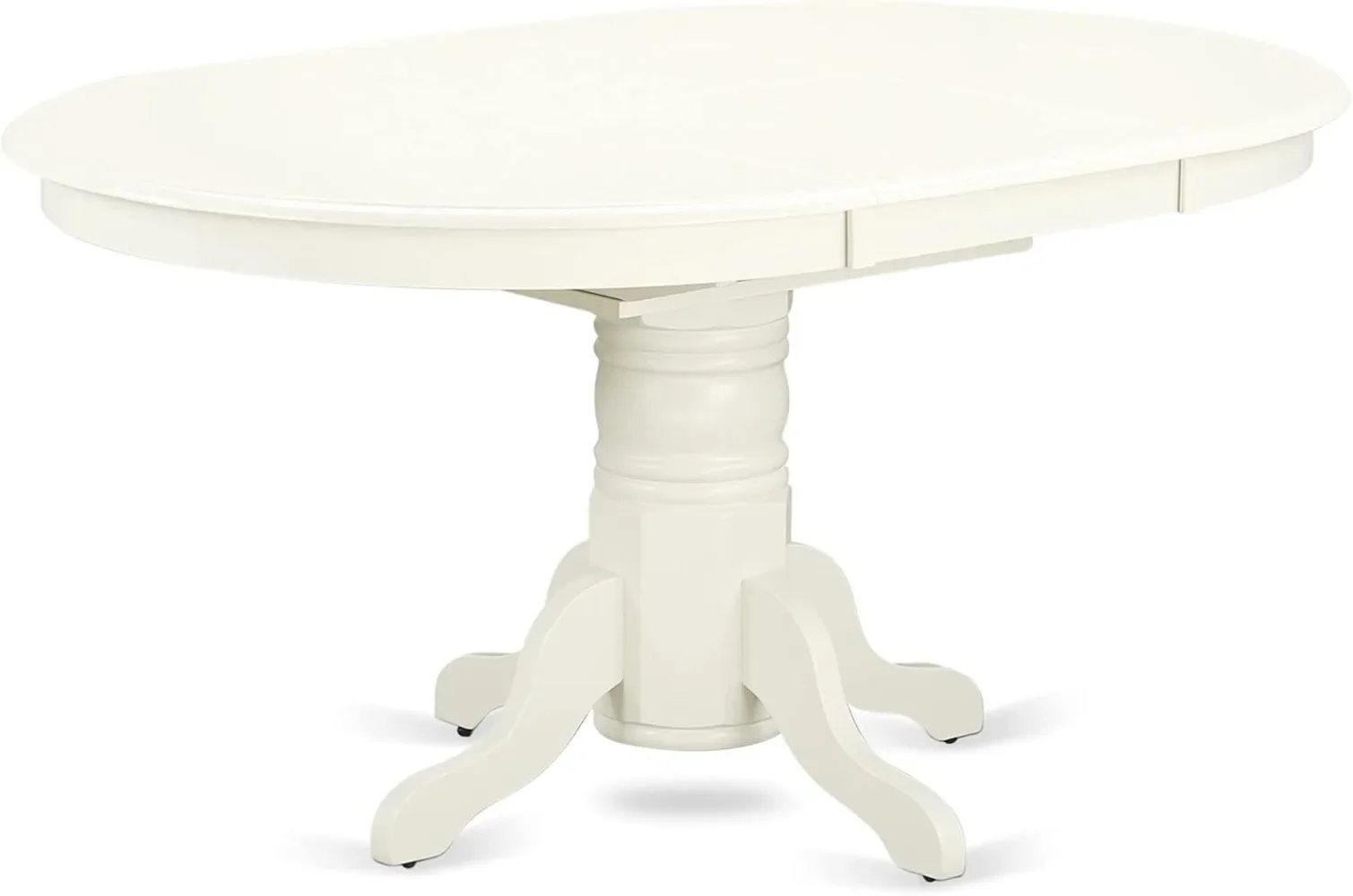 Dining Room Table - an Oval kitchen Table Top with Butterfly Leaf & Pedestal Base, 42x60 Inch, Linen White