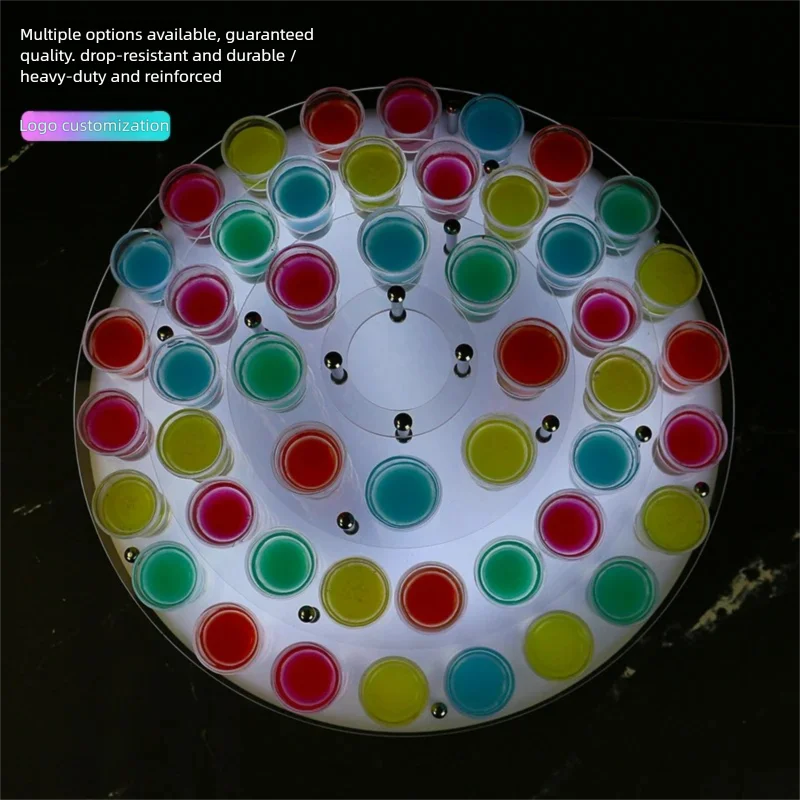 

Nightclub Cocktail Glass Rack, Durable Acrylic Wine Display Holder with Snack Cup Storage, Colorful LED Bar KTV Decor