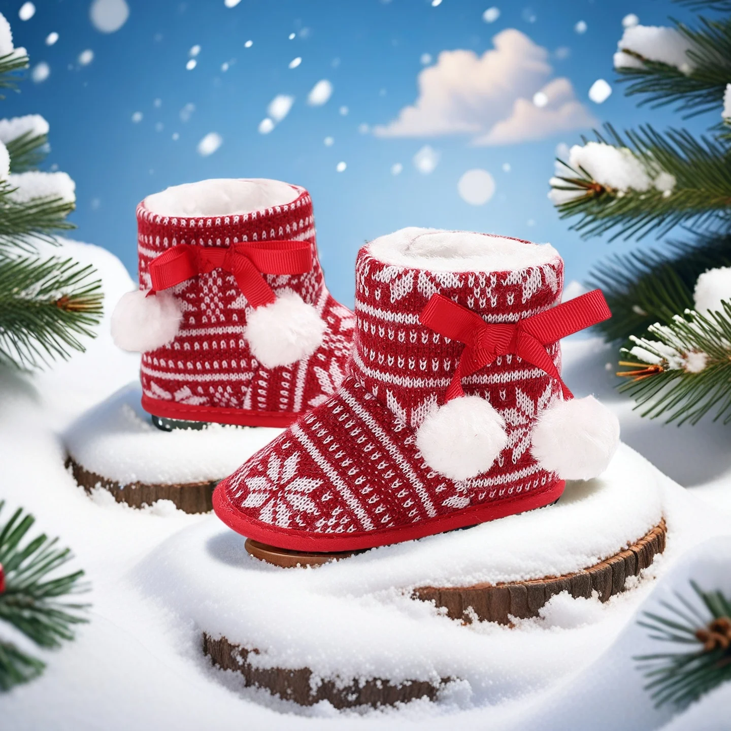 

Christmas Gift Newborn Baby Shoes Boys And Girls Baby Christmas Shoes Casual Flat Sneakers Cotton Non-Slip Warm Baby Boots0-18M