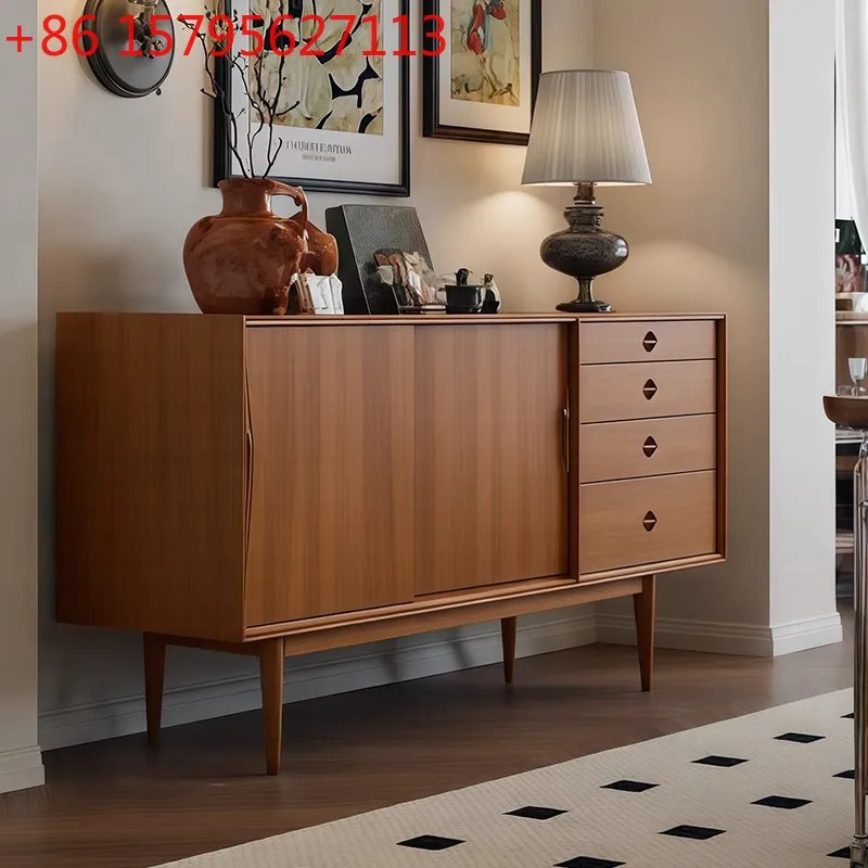 

Medieval solid wood dining side cabinet, retro coffee storage cabinet, simple tea cabinet, bedroom wall decorative cabinet