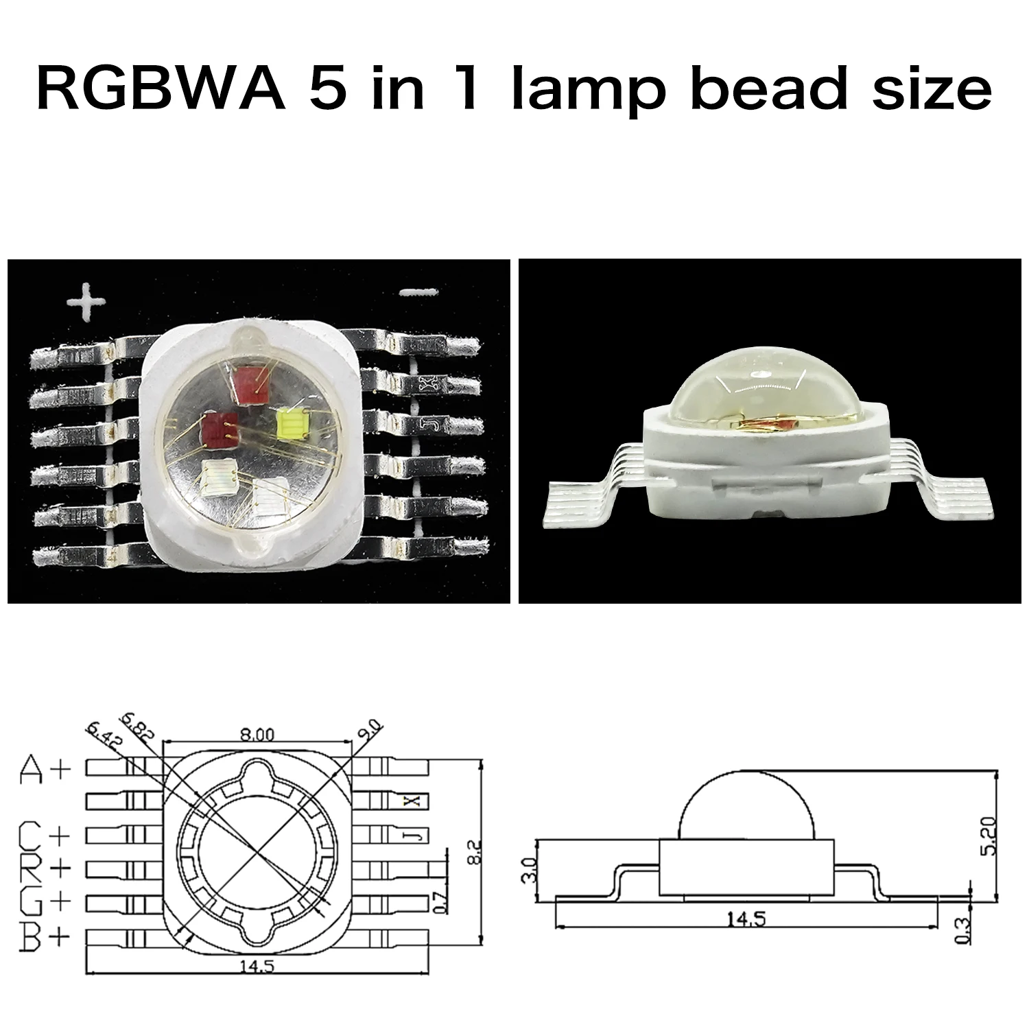 10 pcs/pack 6W 12w 18w RGBWA UV 6 in 1 LED Bead Lamp Source Led Chip RGBWA 5in1 LED Lamp Bead Led light For Led Stage Lighting