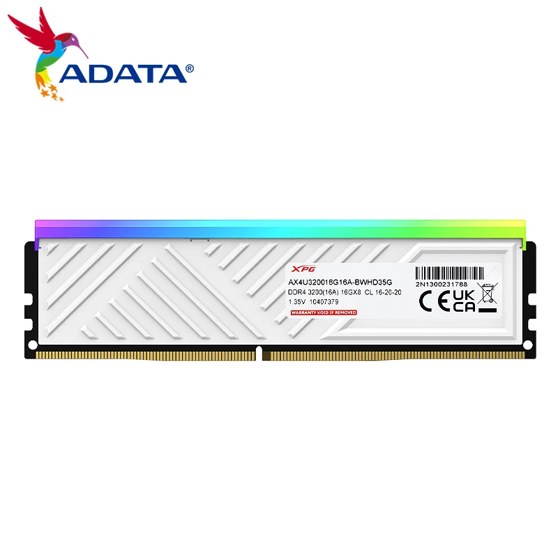 오리지널 ADATA XPG SPECTRIX D35G RGB 메모리 RAM, DDR4 8GB, 16GB, 3600Mhz, 3200MHz, U-DIMM 데스크탑 컴퓨터 메모리 RAM, 방열판 포함